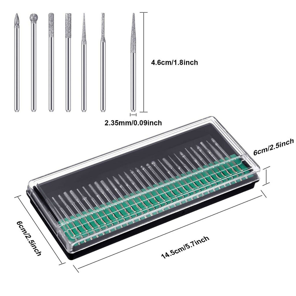 30Pcs Nail Drill Bits Set for Electric Manicure Pedicure Files - Titanium Coated