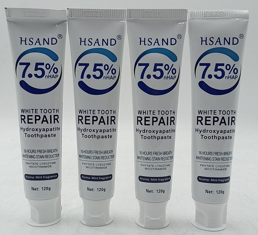 Hydroxyapatite Toothpaste 4 Pack for White Tooth Repair - 7.5% nHAP