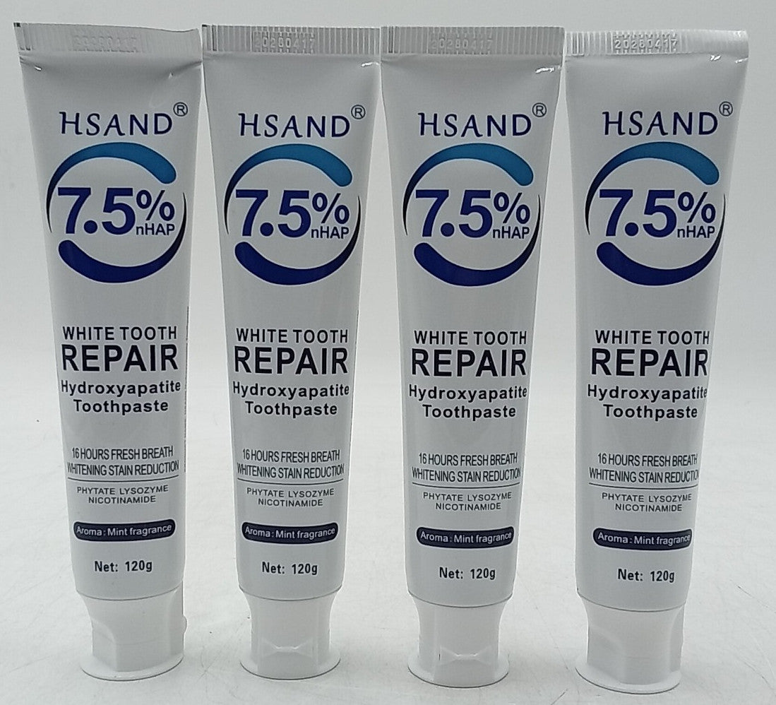 Hydroxyapatite Toothpaste 4 Pack for White Tooth Repair - 7.5% nHAP