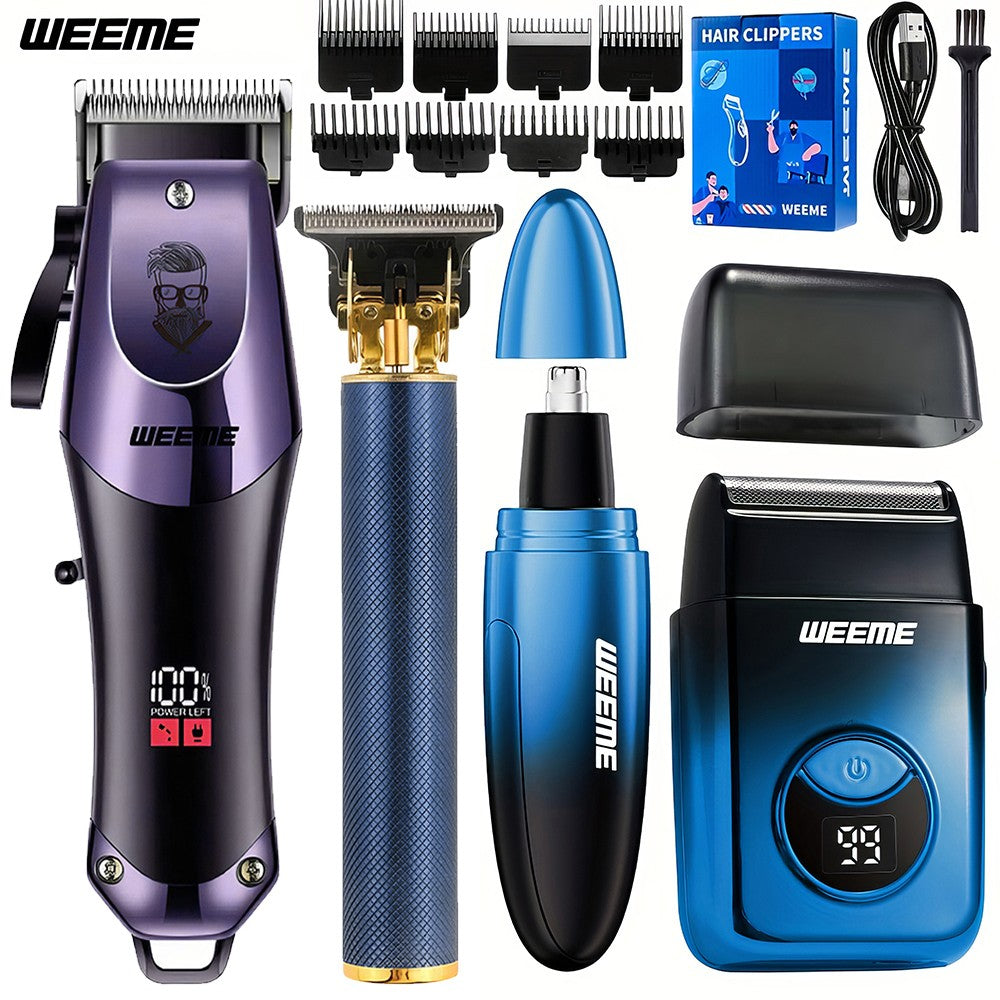 4 in 1 Men's Hair Clippers and Beard Trimmer Set with Multiple Attachments
