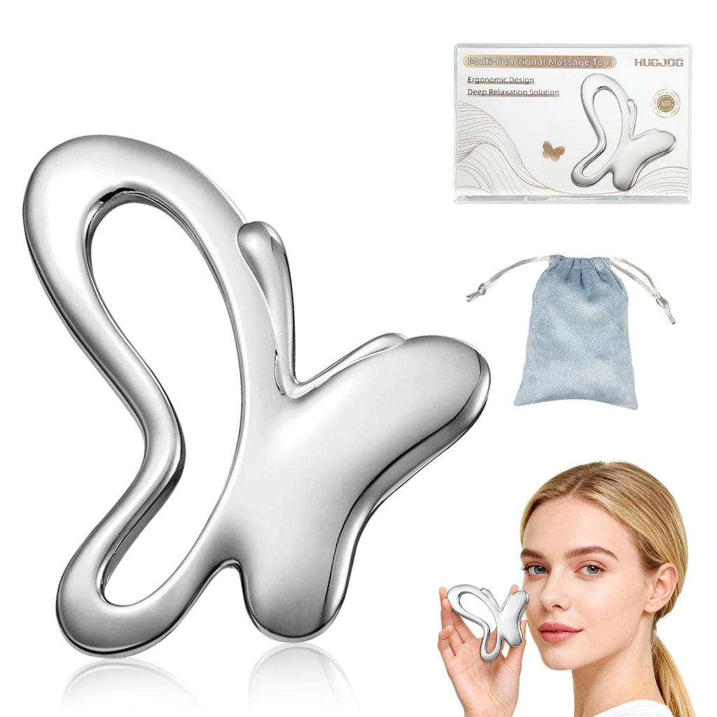 Gua Sha Facial Tools Butterfly Metal Face Massager Silver - Skincare & Massage