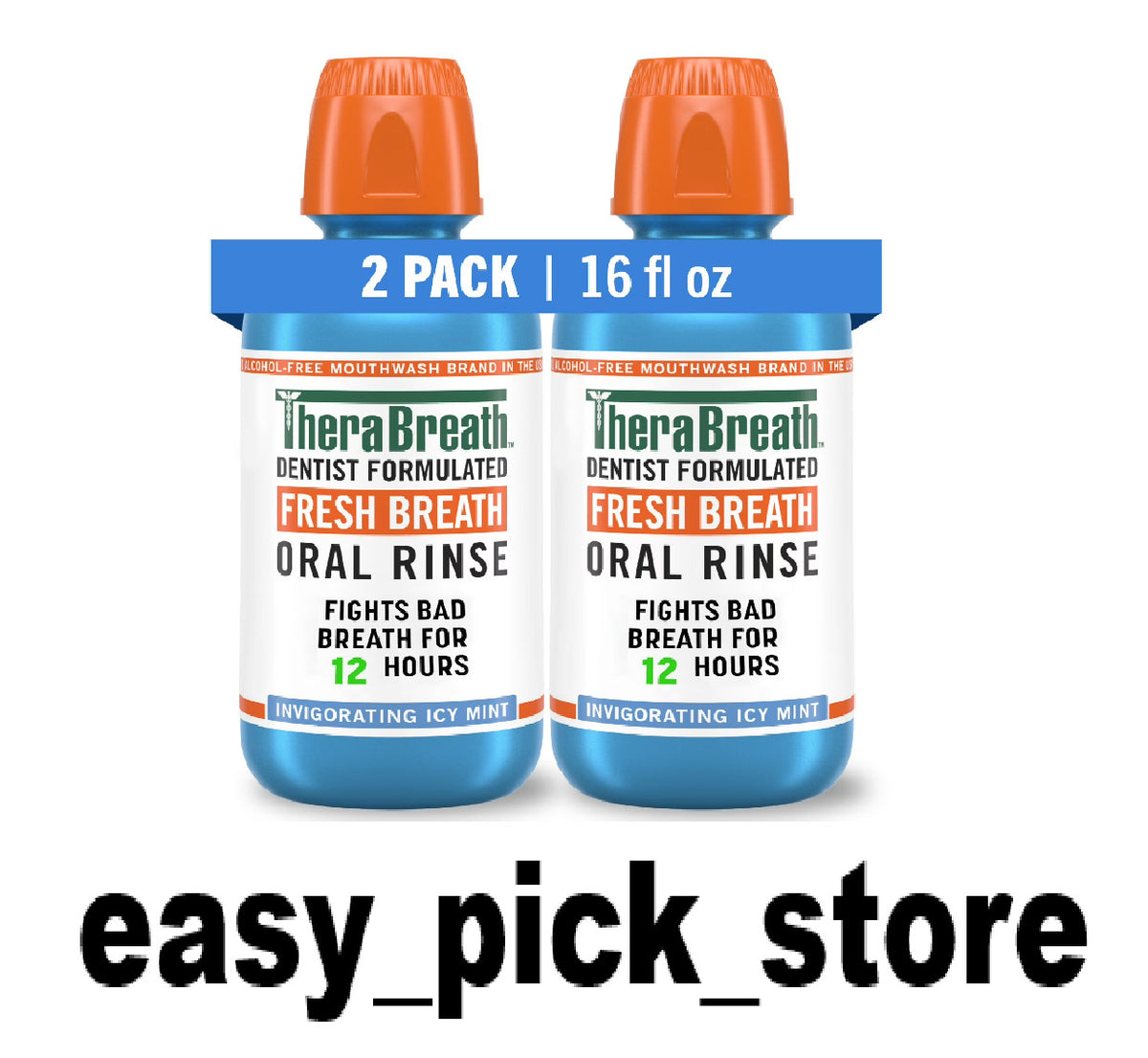 Alcohol-Free Fresh Breath Mouthwash Icy Mint Flavor 2-Pack