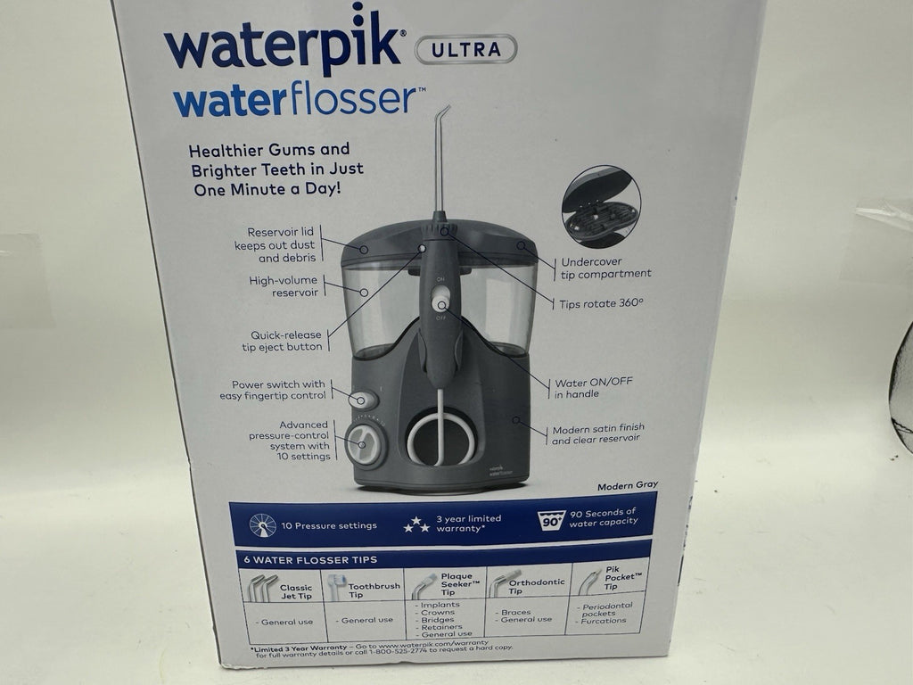 Waterpik Ultra Water Flosser with 10 Pressure Settings & 6 Tips - Light Gray