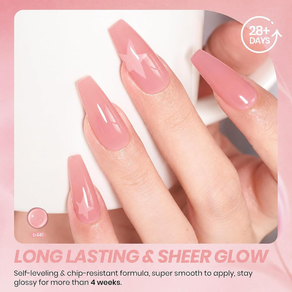 15ml Jelly Gel Nail Polish Nude Pink High Shine Long Lasting Manicure