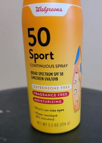 Water-Resistant SPF 50 Sports Sunscreen Spray - Easy Application 5.5 oz