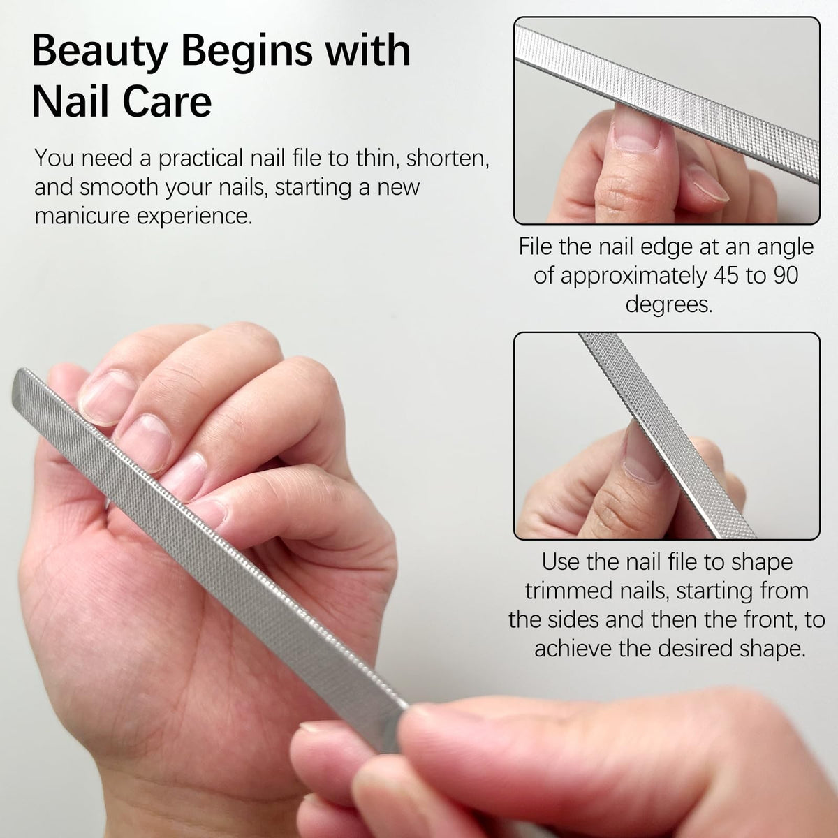2-Pack Stainless Steel Toe Nail Files for Thick Nails - 4-Sided, Ergonomic Handles