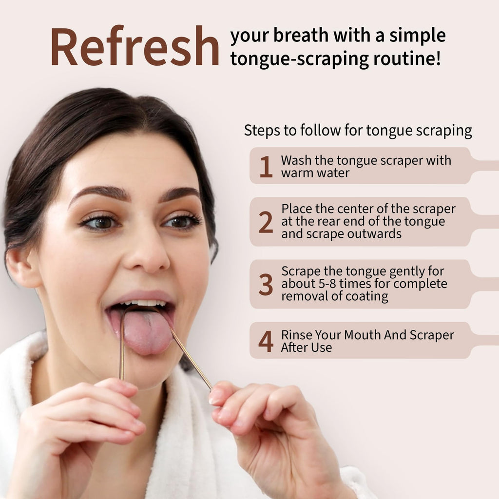 Copper Tongue Scraper for Adults - Oral Hygiene & Bad Breath Relief