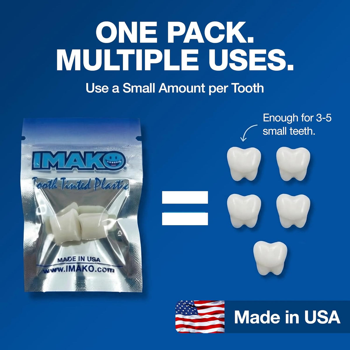 Temporary Moldable Tooth Kit - Natural Color, Reheat & Reshape, Made in USA
