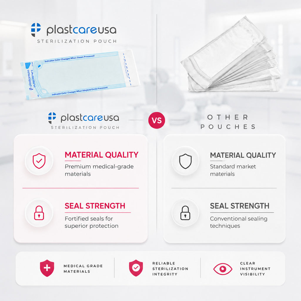 Self-Sealing Sterilization Pouch, 3.5" x 10" Paper/Blue Film, 5 Boxes (1000 Pcs)