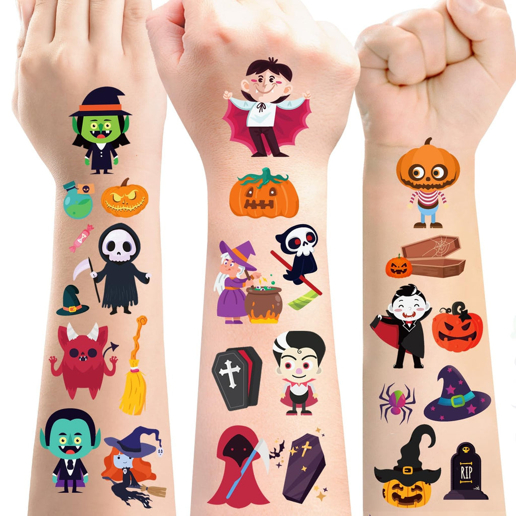 Halloween Temporary Tattoos for Kids - 260+ Designs on 20 Sheets (Pack of 1), Colorful