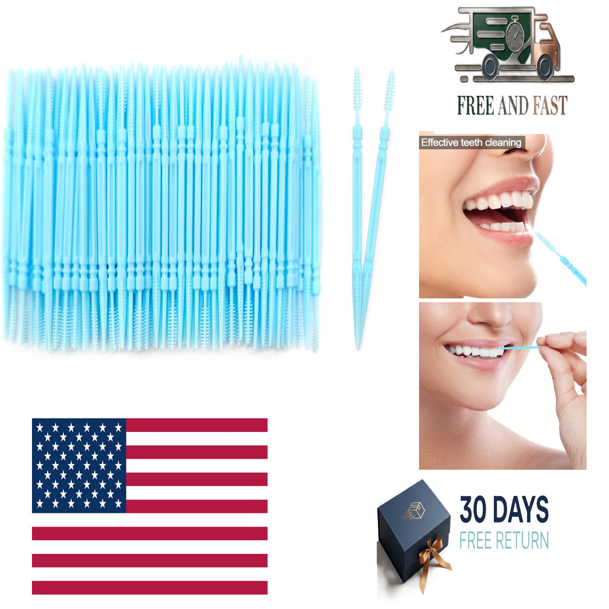100PCS Plastic Double Head Dental Toothpicks Soft Floss Picks