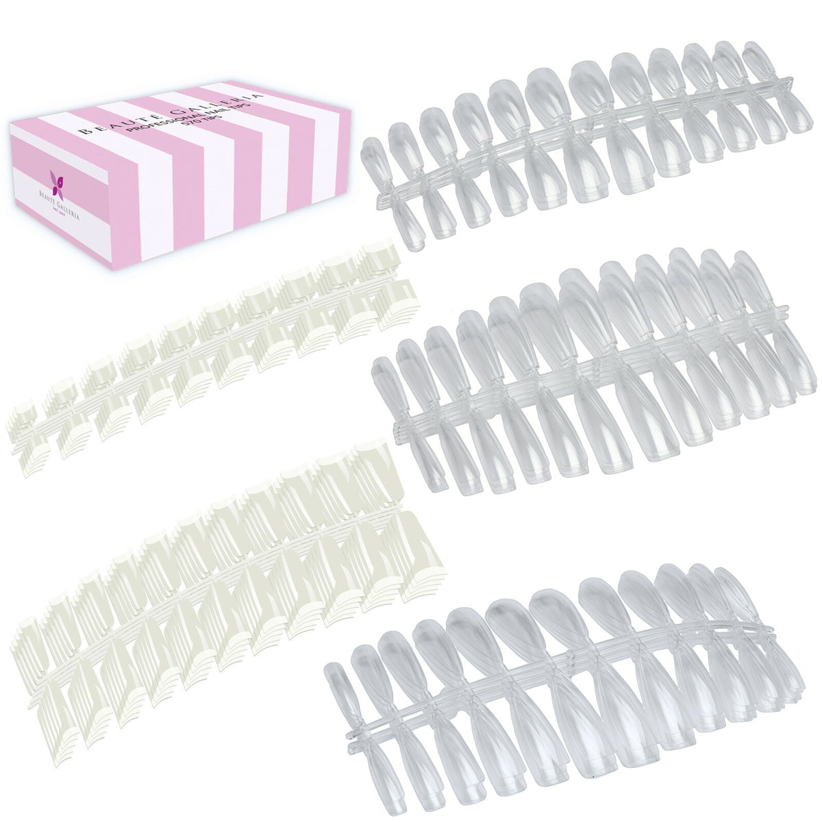 570Pcs Nail Tips Set - Press On False Nails in Coffin, Ballerina, Stiletto & French Styles