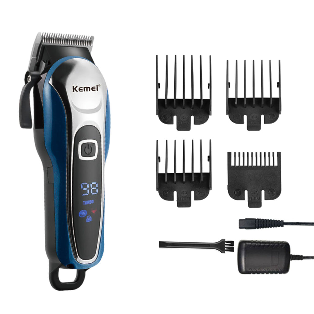 Men's Cordless Hair Clipper Kit with LED Display and Multiple Attachments