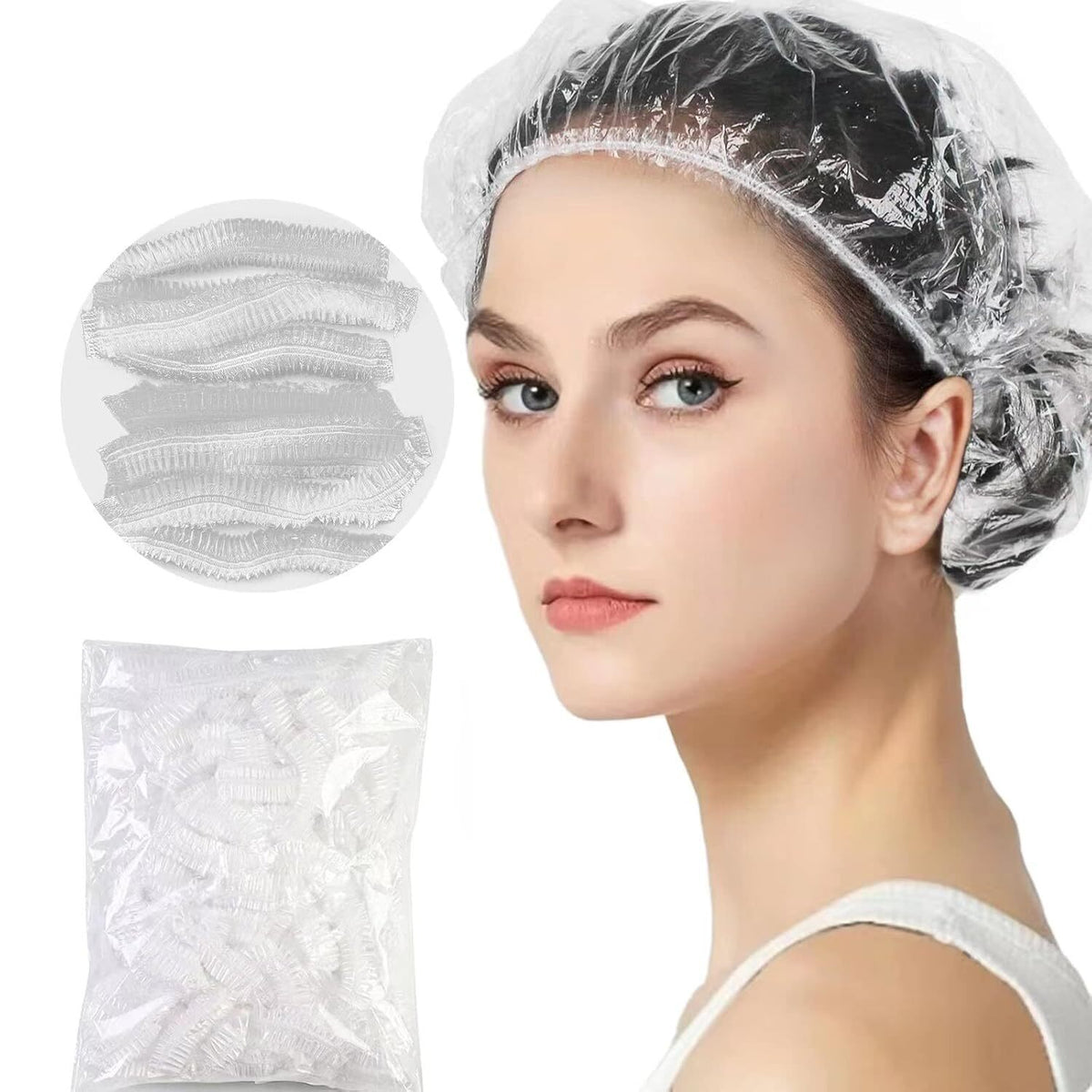 Disposable Shower Caps Large Elastic Hair Salon Shower Caps 200PCS