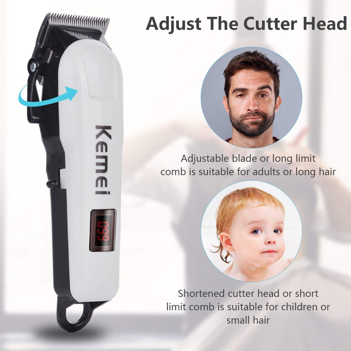 Cordless Hair Clipper & Trimmer Kit for Men with LCD Display, 4 Guide Combs