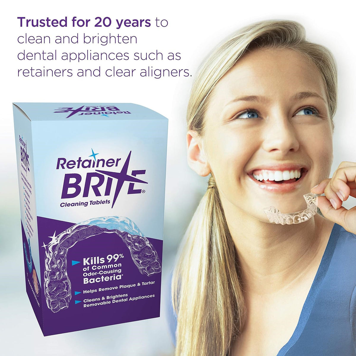 Retainer Brite 6-Month Supply Dental Retainer Cleaner - 2 Boxes, 192 Tablets