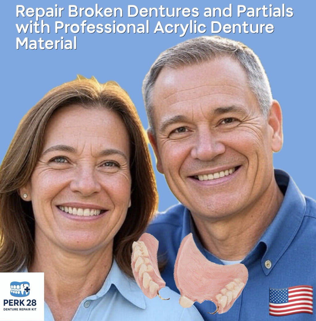 Denture Repair Kit with 28 Teeth - Emergency Fix for Cracked or Missing Dentures