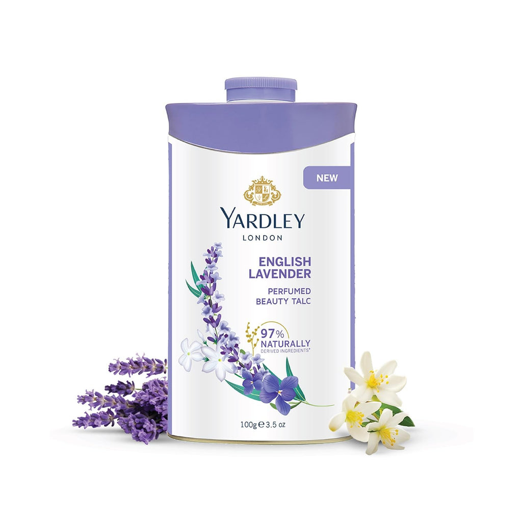 English Lavender Perfumed Talcum Powder - Deodorizing Body Powder 100g
