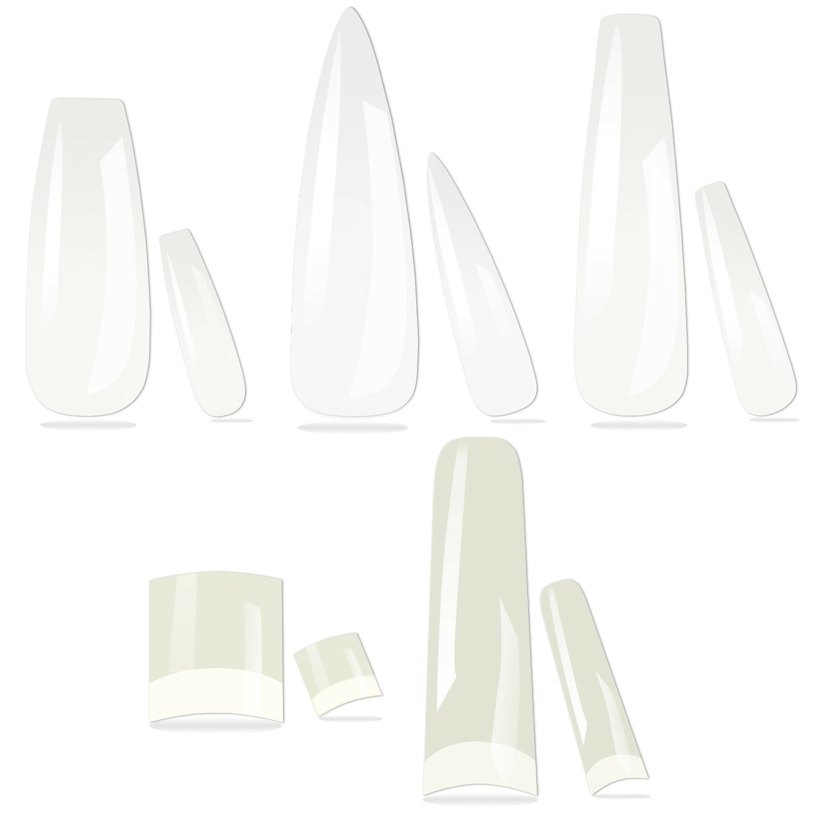 570Pcs Nail Tips Set - Press On False Nails in Coffin, Ballerina, Stiletto & French Styles