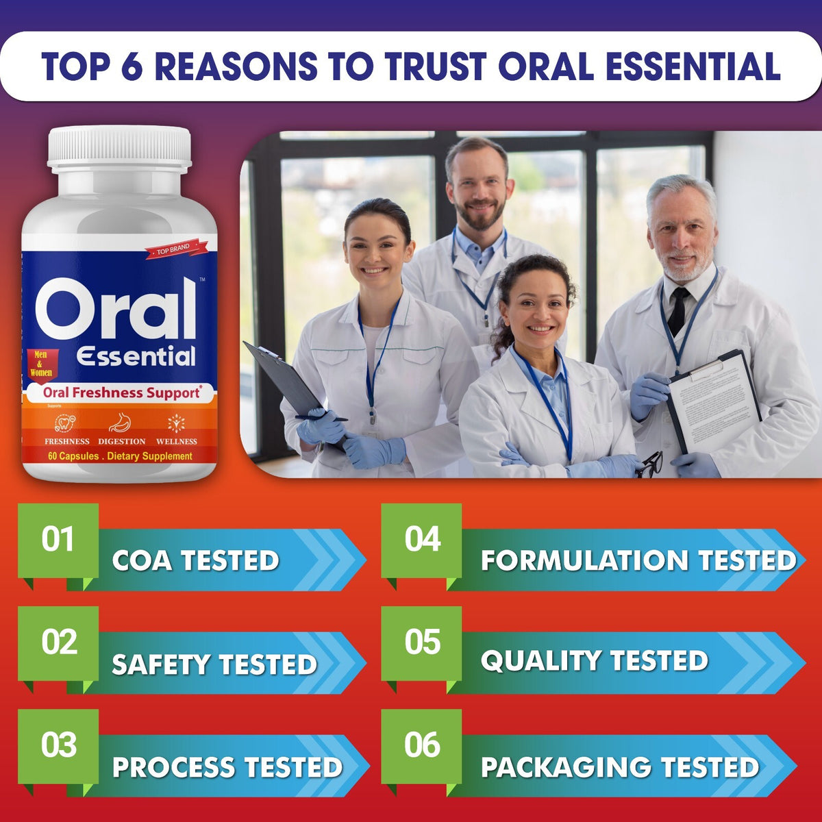 Probiotic Oral Care for Bad Breath - 60 Pills Natural Freshness