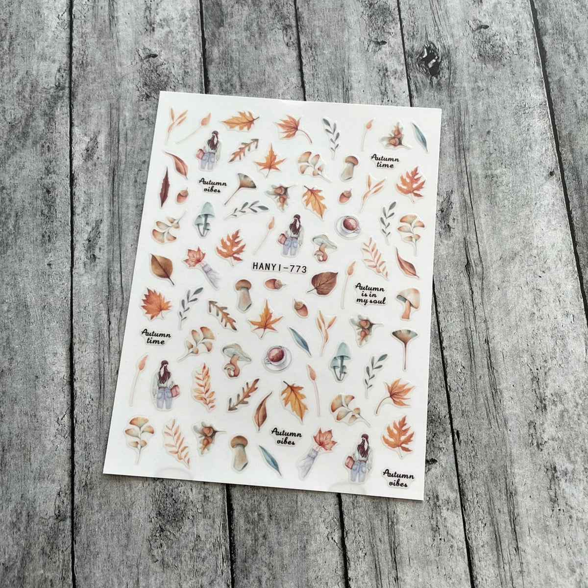 Autumn Leaves Nail Stickers Fall Maple Acorn Mushroom Thanksgiving Self-Adhesive Decals