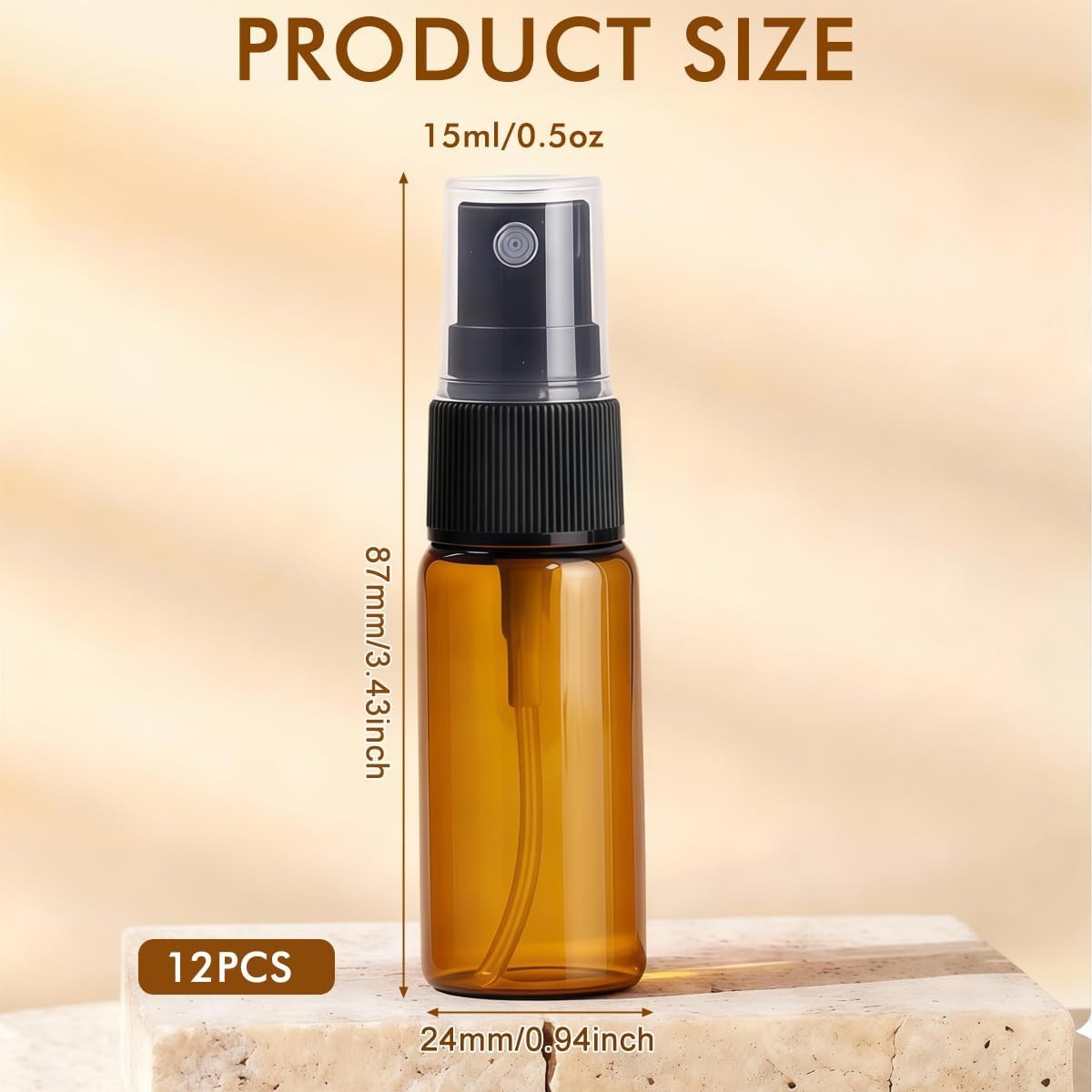 Refillable Glass Spray Bottles 12 Pack 15ML Fine Mist Reusable Dispenser