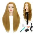 28-Inch Mannequin Head with Human Hair Light Brown for Hair Styling Practice