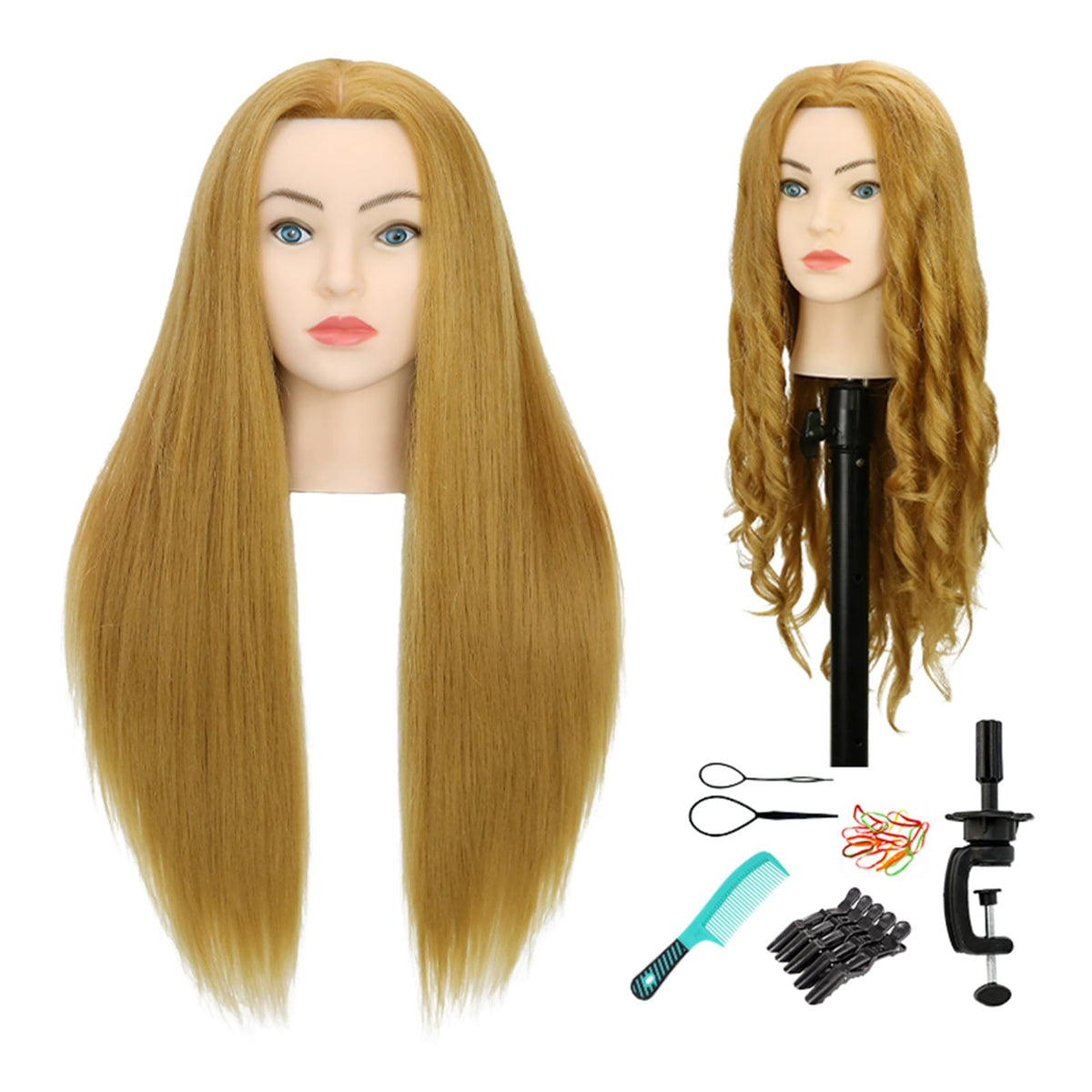 28-Inch Mannequin Head with Human Hair Light Brown for Hair Styling Practice