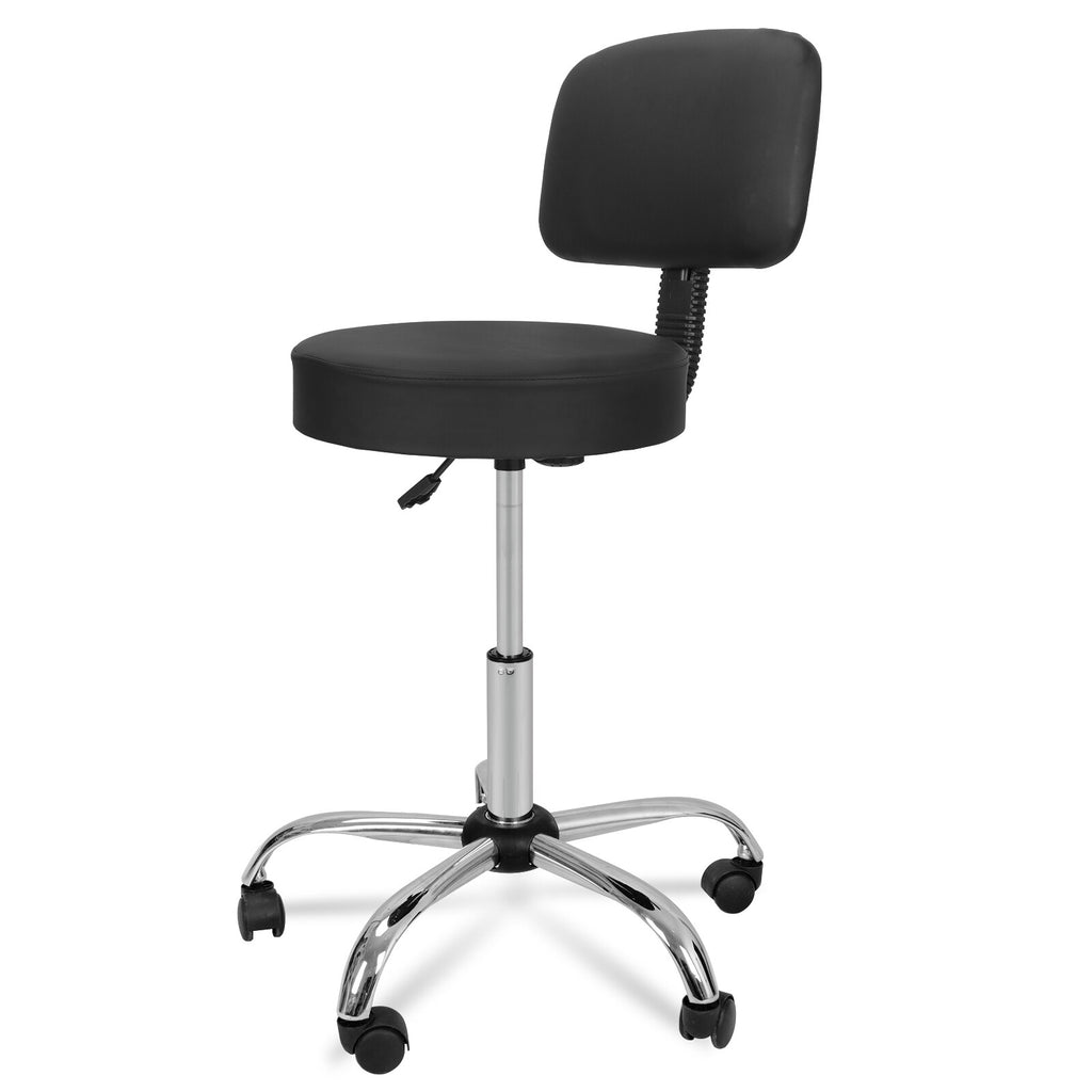 Black Hydraulic Rolling Swivel Salon Stool with Padded Back & Seat