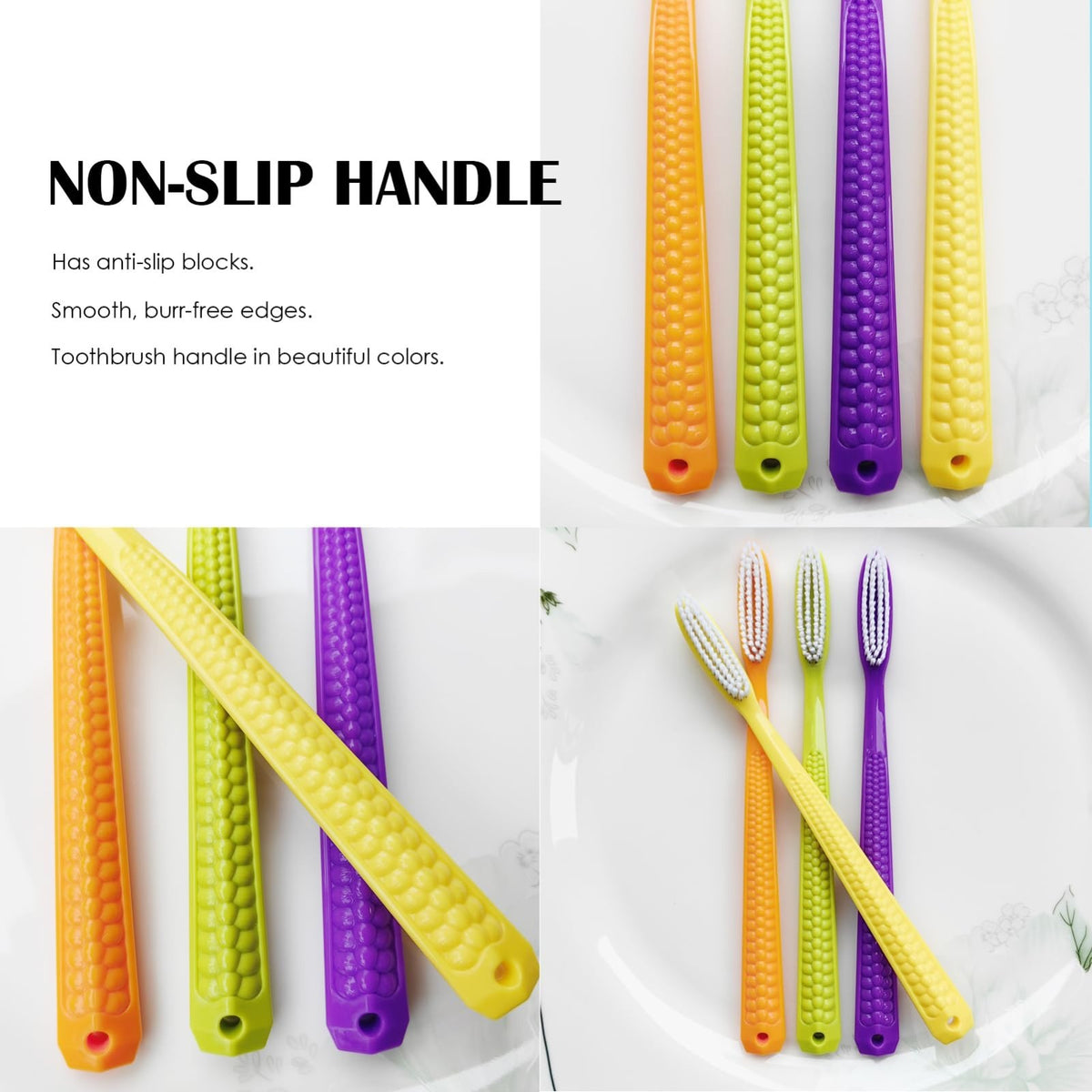 Extra Large Hard Bristle Toothbrush Set - Deep Cleaning, 4 Pack