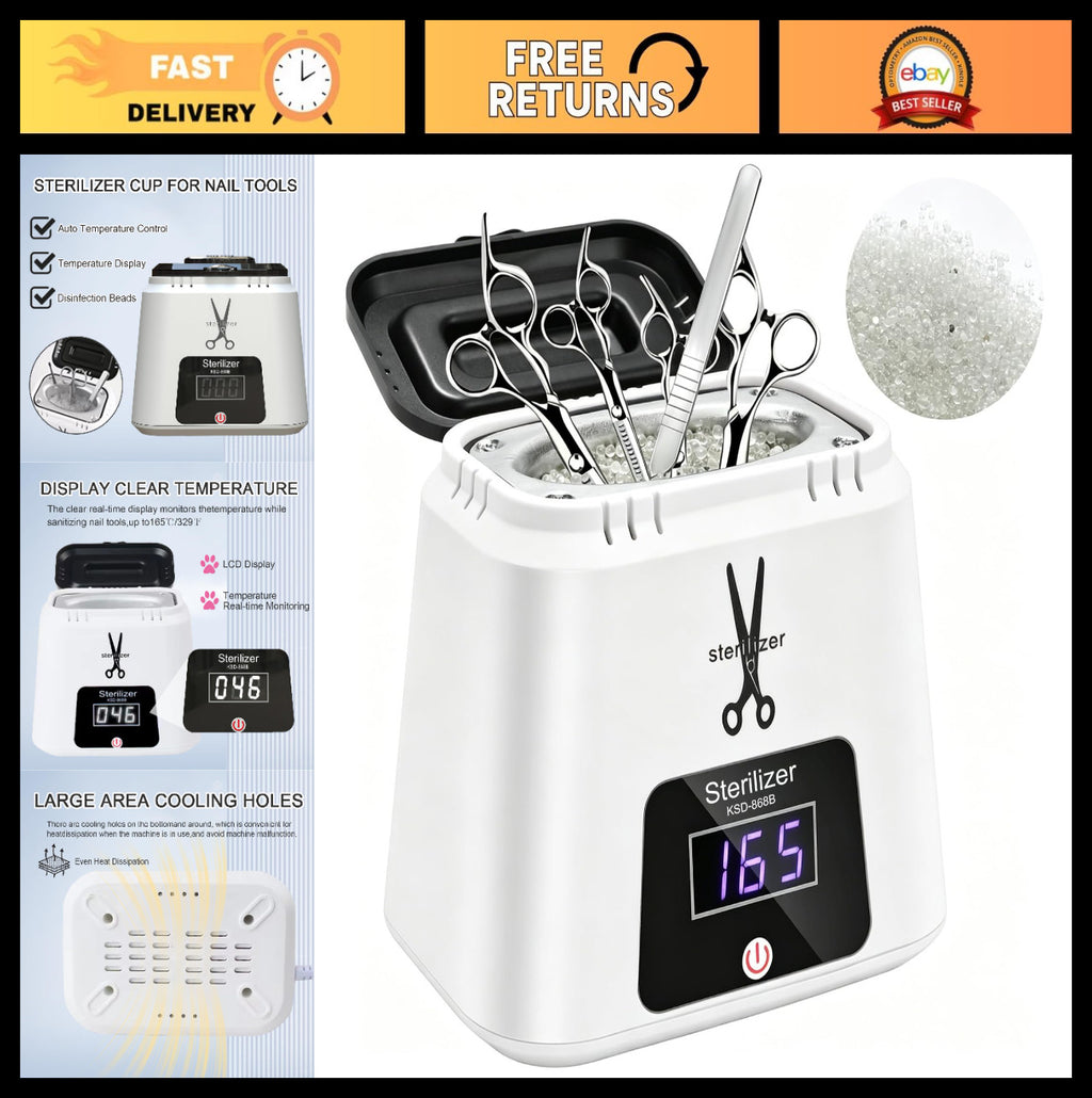Portable Nail Tool Sterilizer with Glass Beads for Salon & Dental Use