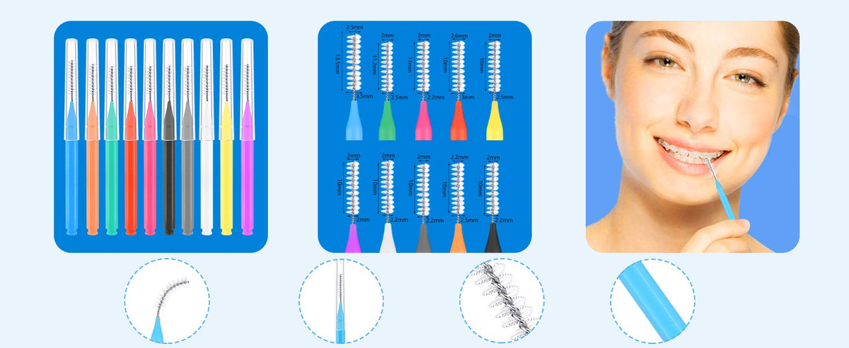 Dental Flossers with 3 Sizes & Colors, Gentle Interdental Toothpick Brushes