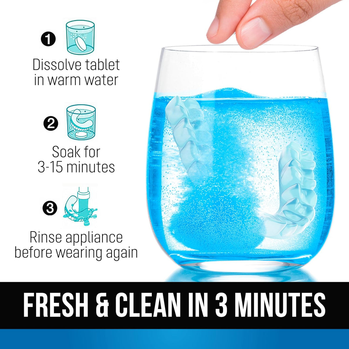 Retainer & Denture Cleaner Tablets - 120 Count for Aligners and Dental Appliances