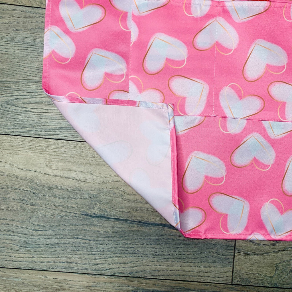 Pink Heart Bib Apron Waterproof Bleach Proof for Hairdressers & Food Service
