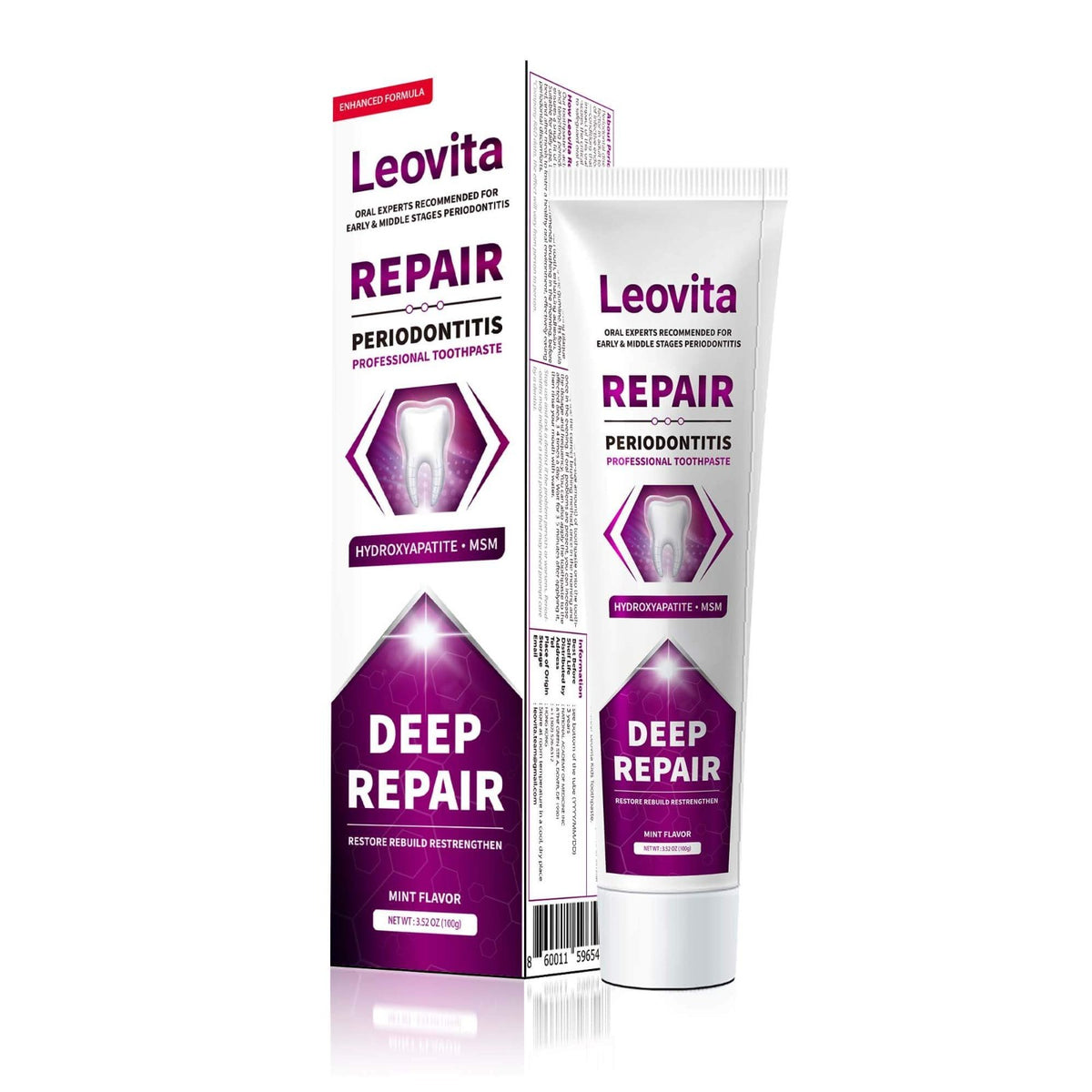 Leovita Gum Repair Toothpaste for Receding Gums & Periodontitis - MSM & Hydroxyapatite