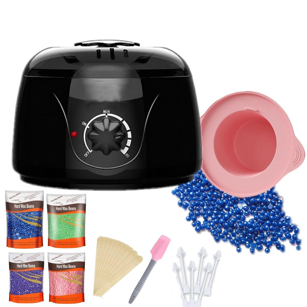 Professional Waxing Kit with Heater, 400G Hard Wax Beans & Accessories
