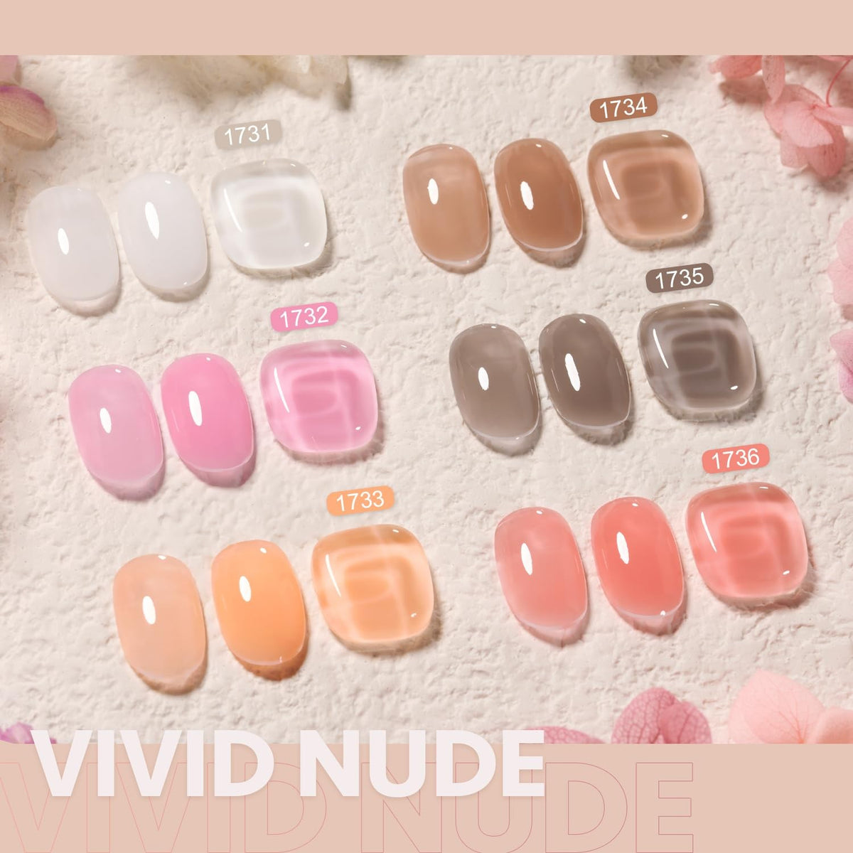 6-Color Builder Gel Nail Set - Milky White Pink Nude Vivid Extensions