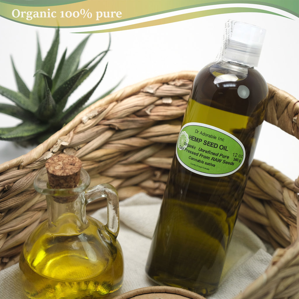 Organic Raw Hemp Seed Oil - Cold Pressed Virgin for Skincare & Nutrition