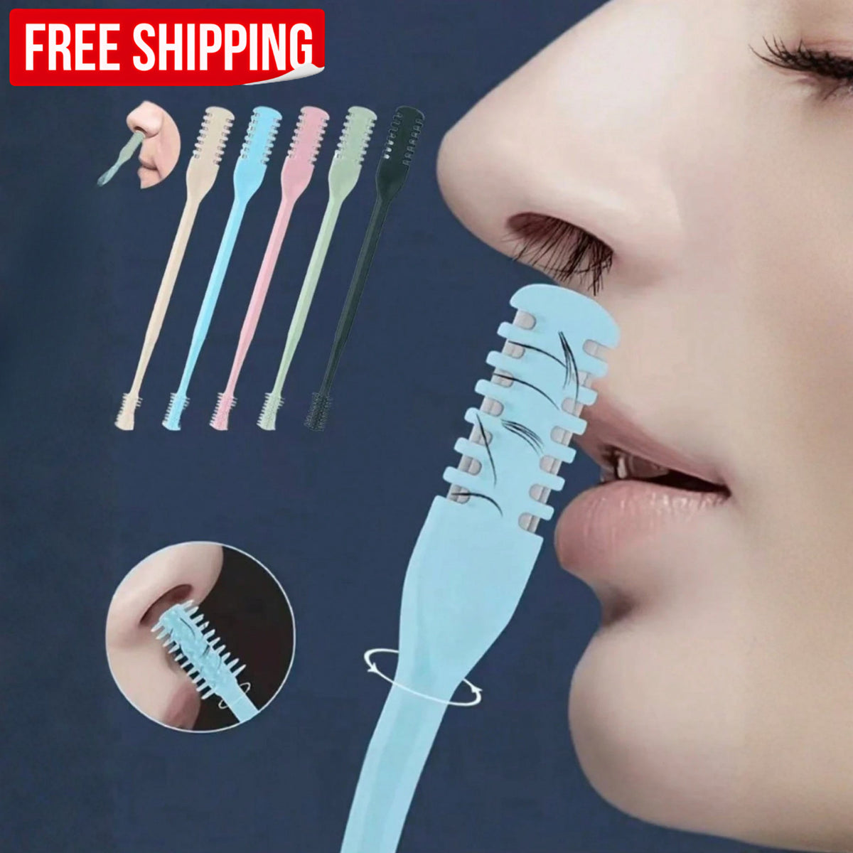 Manual Nose Hair Trimmer 2-in-1 Washable Stainless Steel Grooming Tool