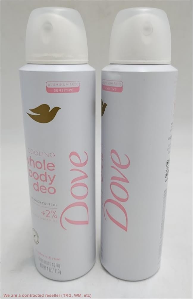 Dove Whole Body Deodorant Spray Raspberry & Rose Cooling 2 Pack - 72H Odor Control