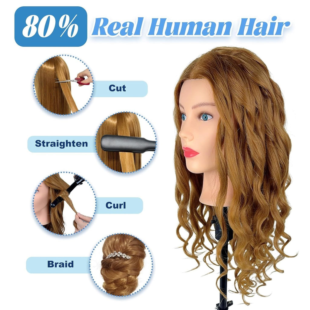 Mannequin Head for Hair Styling Practice Human Hair 26-28 Inches
