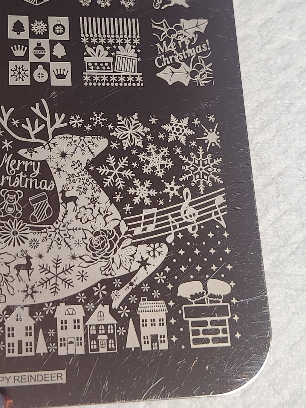 Large Nail Stamping Plate - Miss Xmas Reindeer Holiday Design
