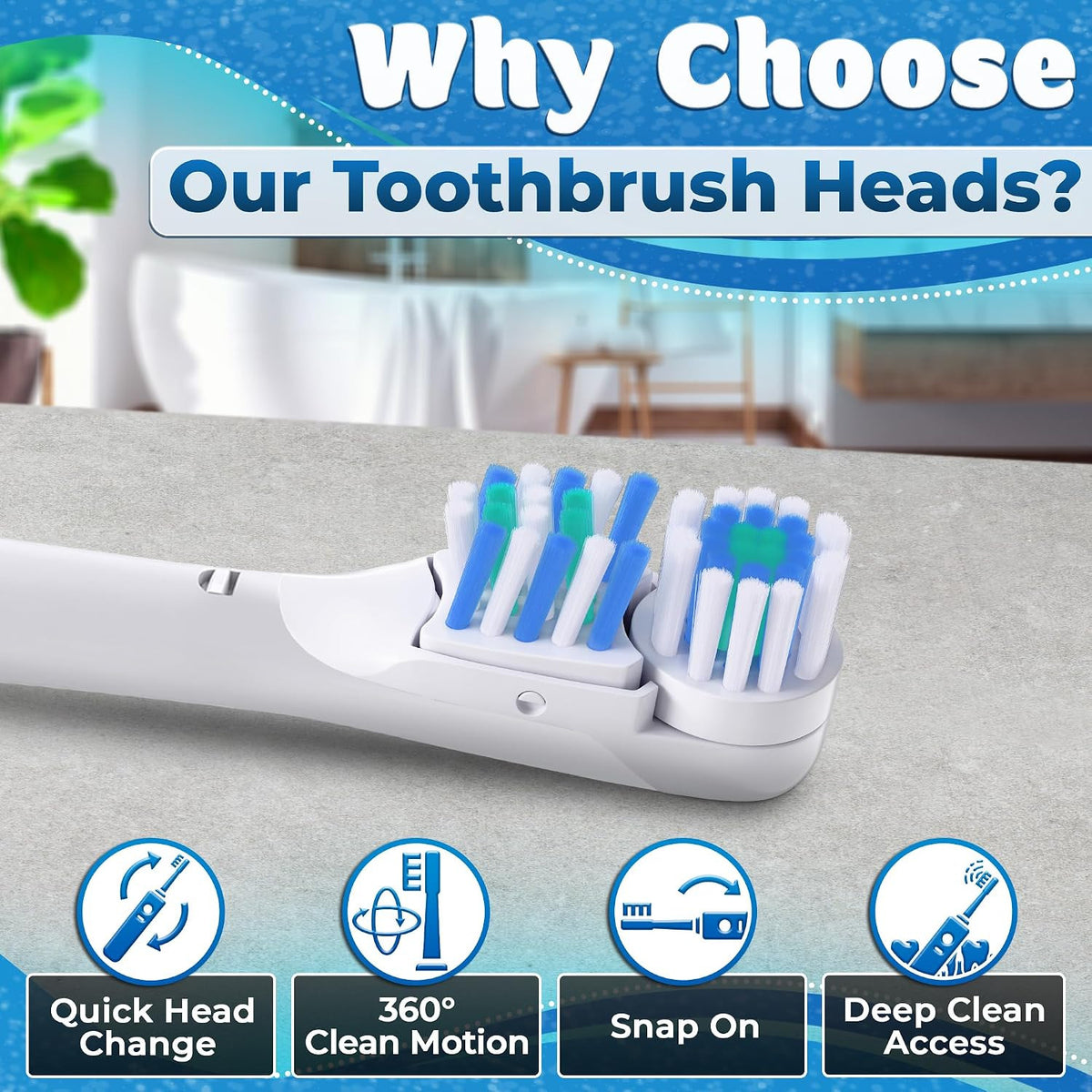 4 Pack Electric Toothbrush Replacement Heads for Oral-B CrossAction Models