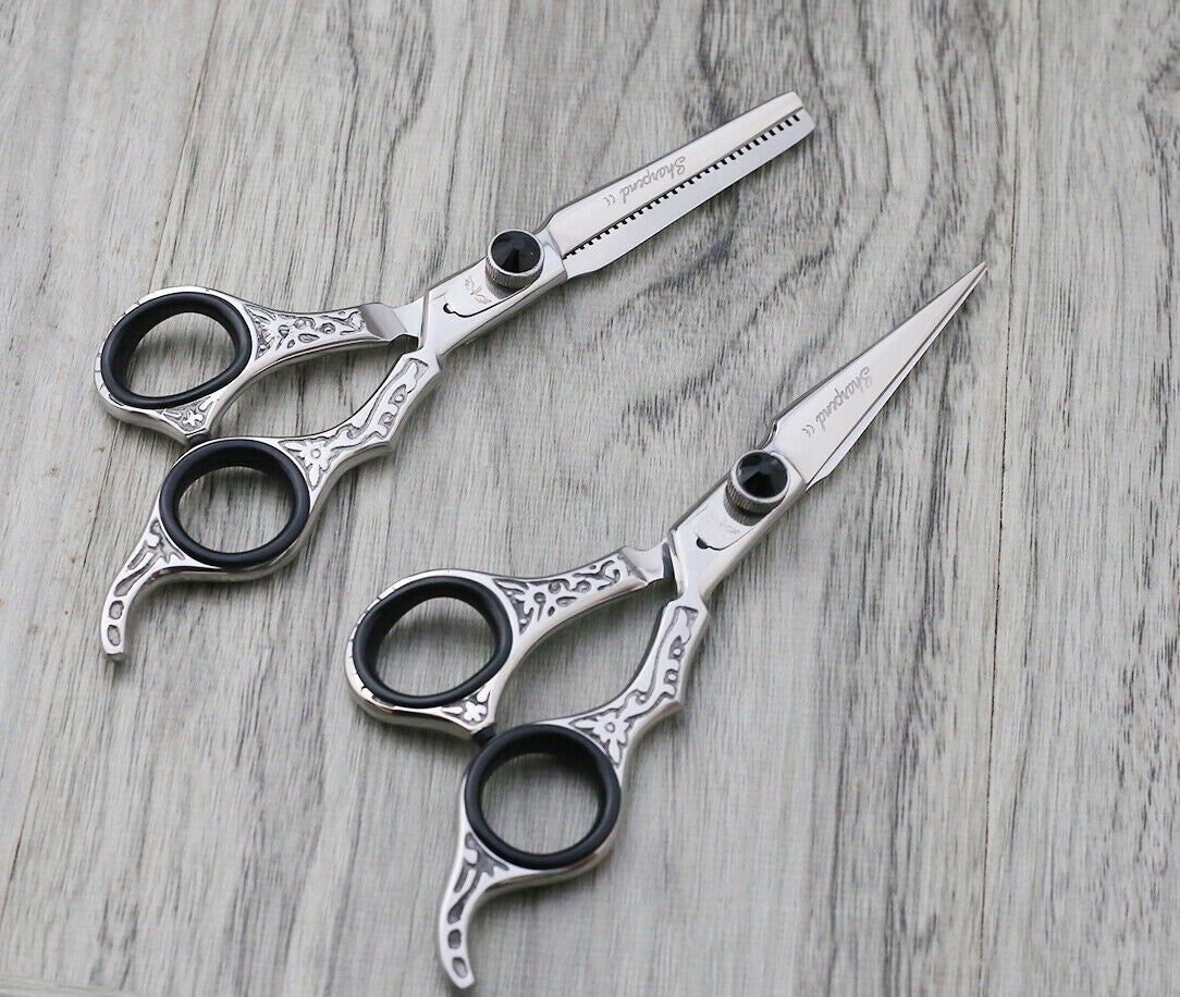 Professional Hair Cutting & Thinning Scissors Set with Razor and Pouch