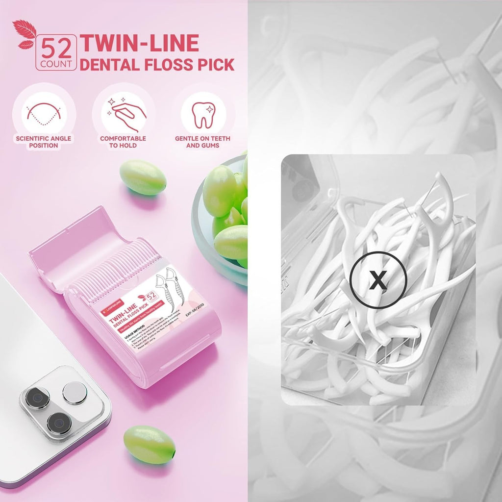 Travel Dental Floss Picks 156ct - Mint Twin-Line Dispenser for Oral Care