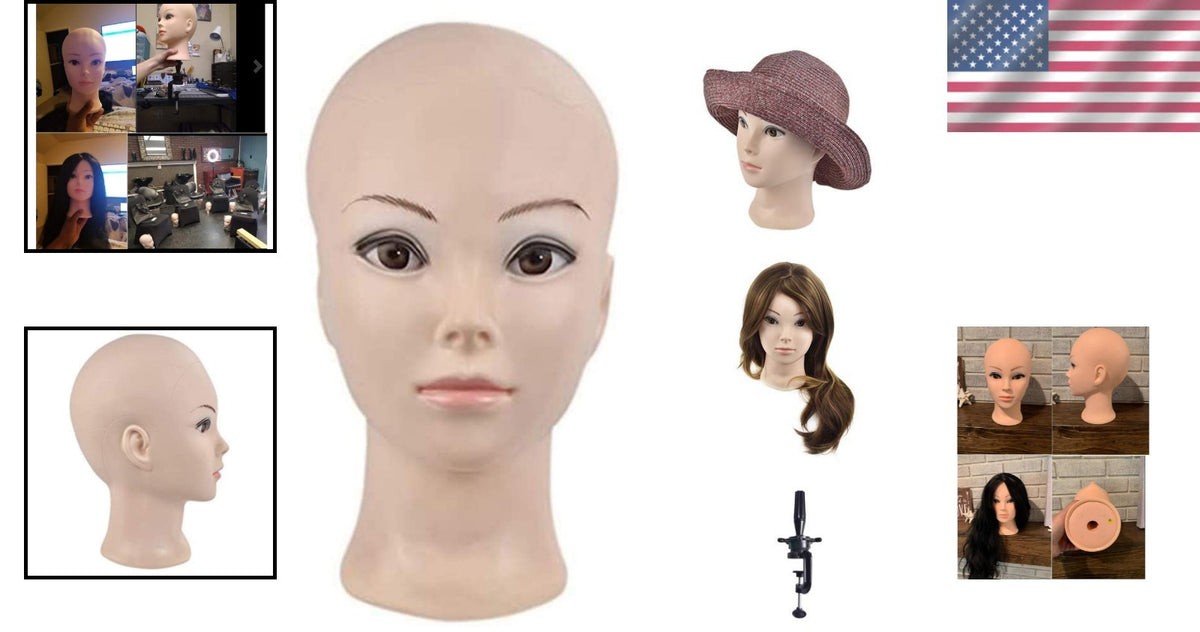 11-Inch Bald Mannequin Head for Wigs and Hats with Clamp Holder