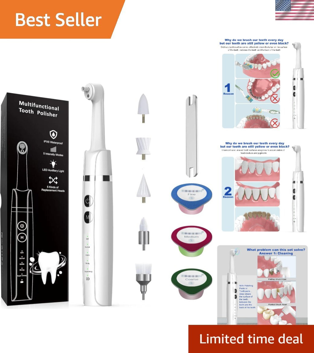 Professional Teeth Polishing Kit with USB Charging, 5 Speeds & Whitening Paste
