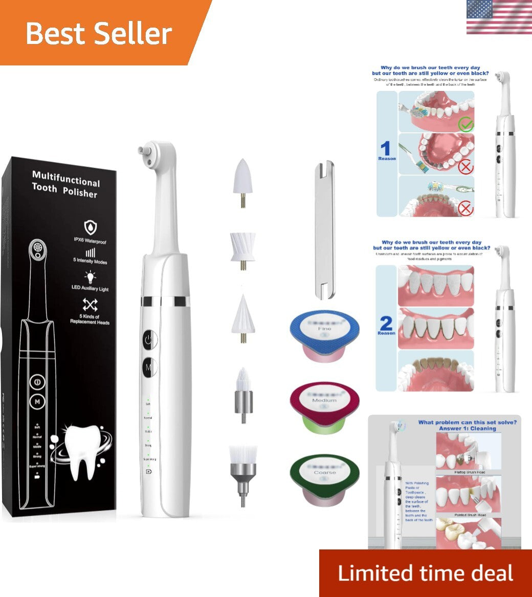 Professional Teeth Polishing Kit with USB Charging, 5 Speeds & Whitening Paste