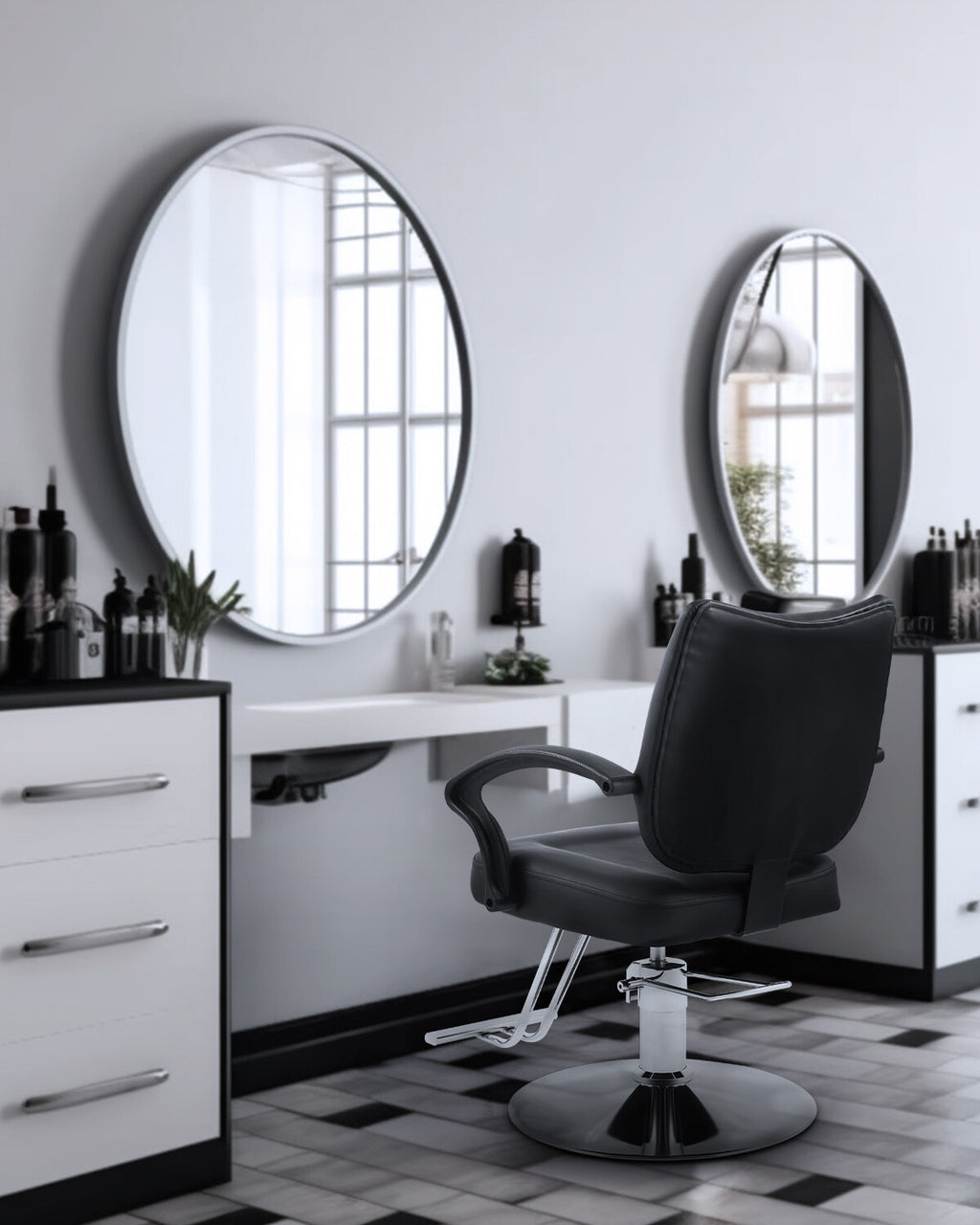 Hydraulic Barber Chair Salon Styling Chair with 150kg Capacity Black