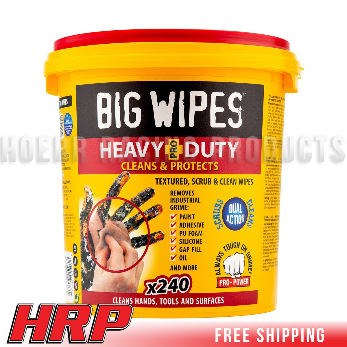 Heavy Duty Industrial Hand Wipes Bucket - Textured Scrub & Clean, 240 Count